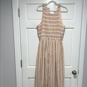 Striped Sleeveless Dress in Cream and Black
